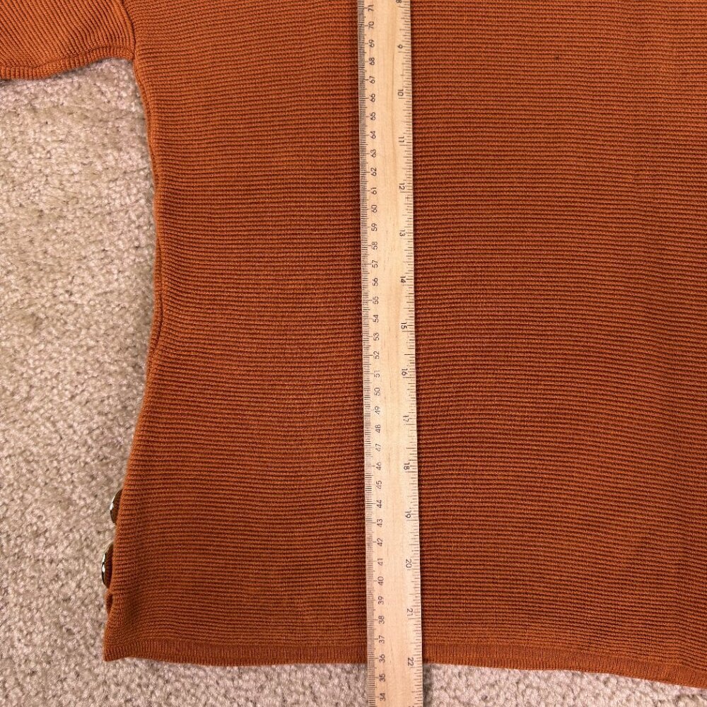 Chico's Women's Top Size 1 S/M Orange 3/4 Sleeve Knit Rayon Career Casual F221 - Picture 9 of 10